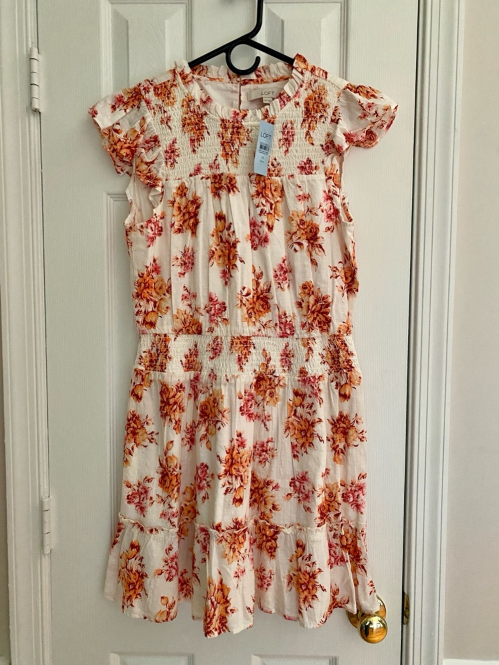 LOFT Women’s Petite Floral Smocked Waist Dress